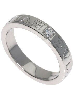 Bvlgari Double Logo Diamond Ring 18k White Gold